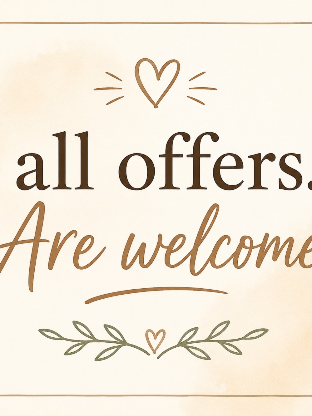 All Offers Are Welcome Wall Art - Neutral Brown & Olive